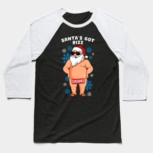 Inappropriate Naughty Santa Rizz Men Women Ugly Christmas Baseball T-Shirt